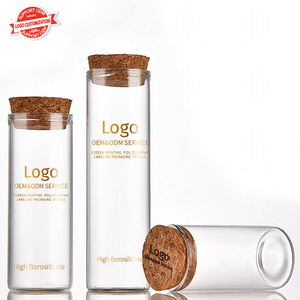 Hot Selling Clear Borosilicate Straight Sided 30mm Diameter Flat Bottom Glass Tube Vials Bottle With wooden Cork Cap