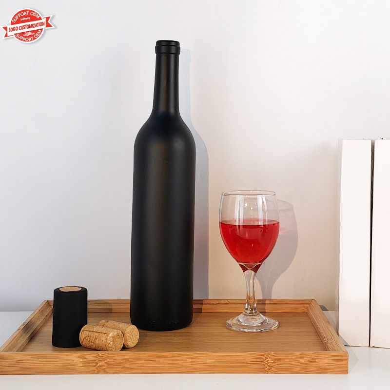 Empty 750 ml Glass Matte Coated Black Wine Bottle For Wine Juice Beverage Bottle Beer