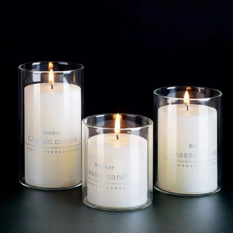 Luxury high-end glass candlestick Home decoration empty Glass Candle Jars Soy Wax Candle Packaging Candle Holders