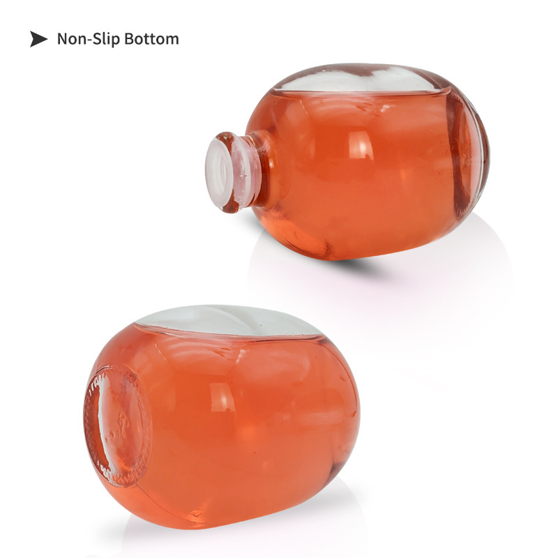 High quality 100ml 250ml 500ml empty clear round glass beverage whiskey vodka wine bottle with bamboo cork cap