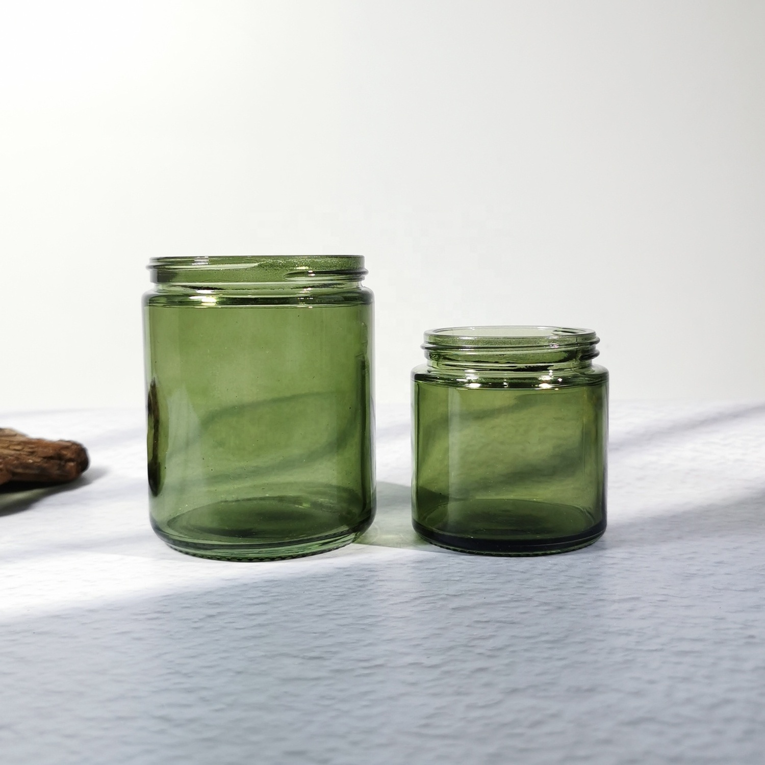 Empty 100ml 250ml Storage Clear Green Jar Glass Candle Vessel Manufacturer For Candle With Metal Lid