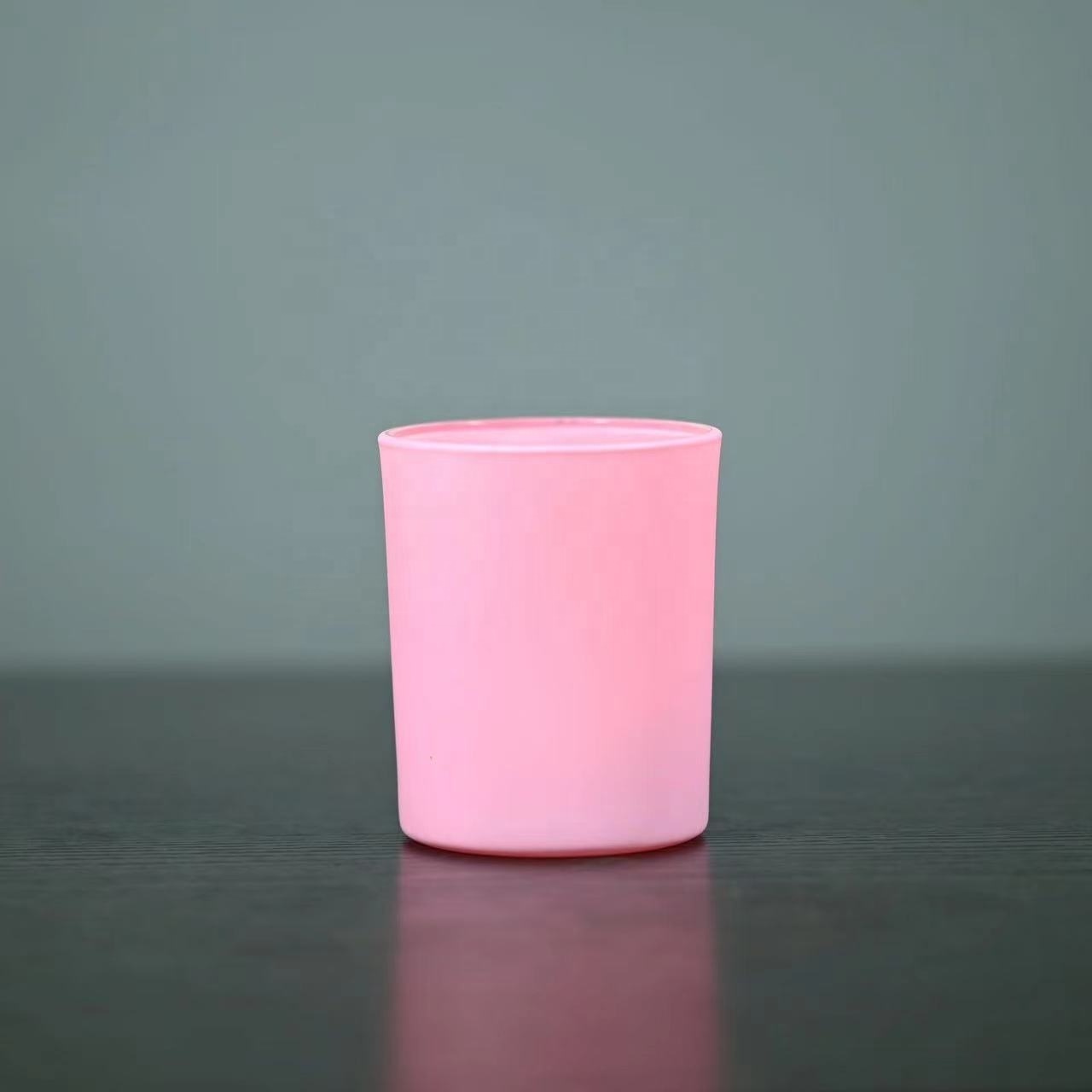 Widely Uses Ready to Ship 200ml 320ml 440ml Pink Matte Glass Candle Jar with Lids for Business Christmas Candle Making Wedding