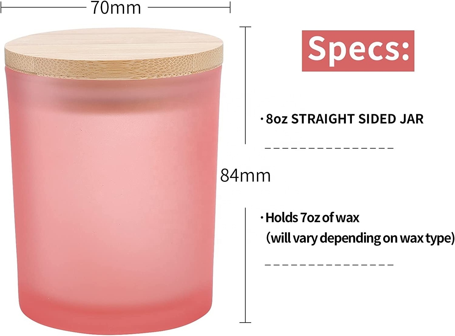 Coloured Glass Candle Jars in Bulk Luxury Pink Frosted Glass Candle Jar with Bamboo Lid Cheap 100-680ml Candle Holder Glass