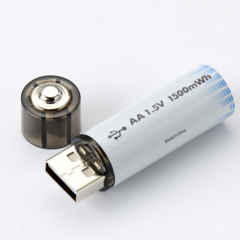 Wholesale OEM 2200mWh 2500mWh Lithium Rechargeable USB Type-C R6 1.5V AA Dry Cell Batteries