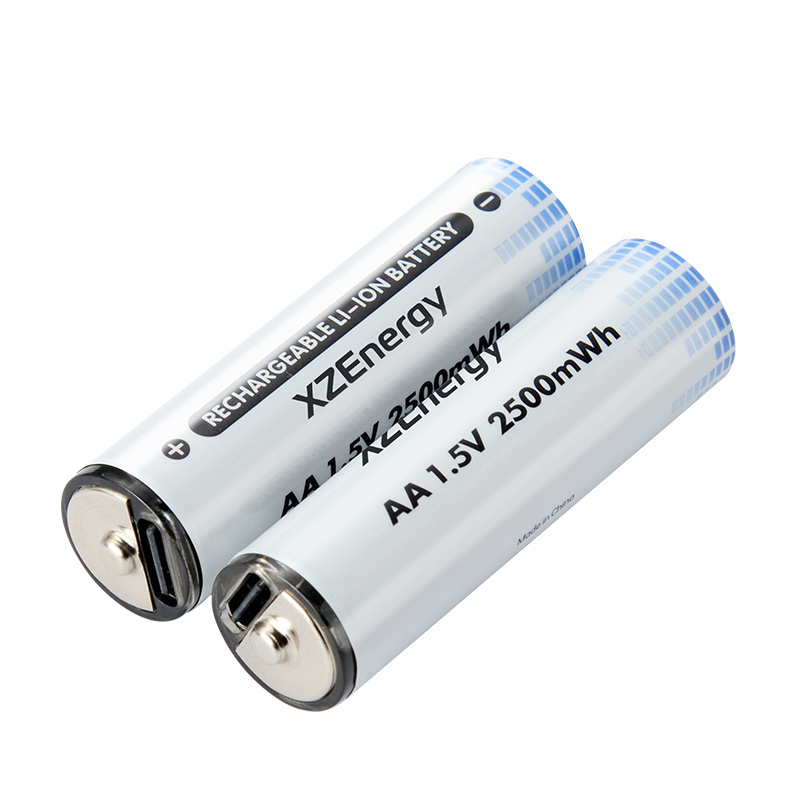 Wholesale OEM 2200mWh 2500mWh Lithium Rechargeable USB Type-C R6 1.5V AA Dry Cell Batteries