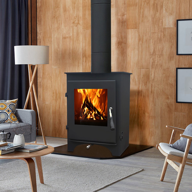 New Design Factory Price Cold Rolled Steel Wood Burning Stove with Long Chimney