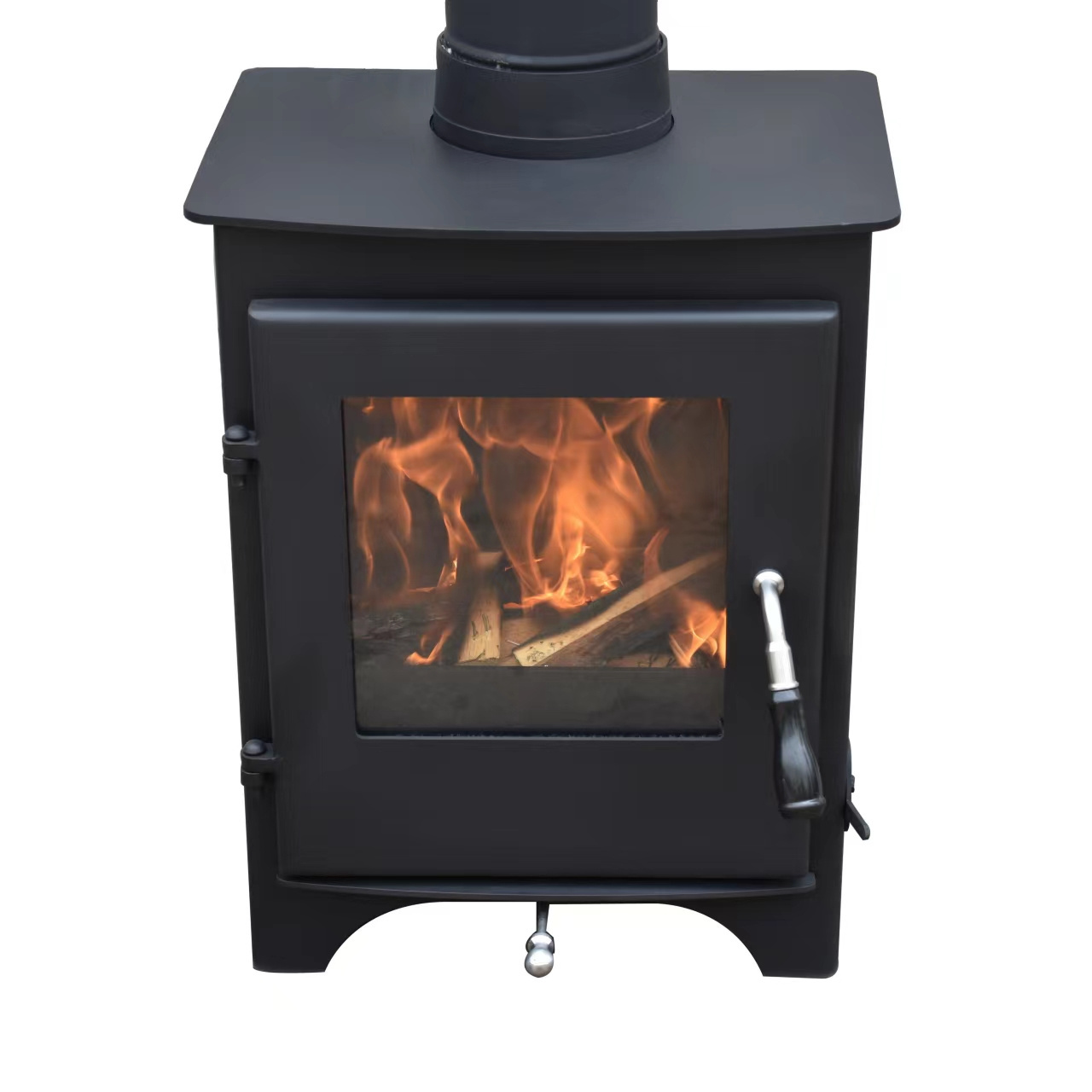 New Design Factory Price Cold Rolled Steel Wood Burning Stove with Long Chimney