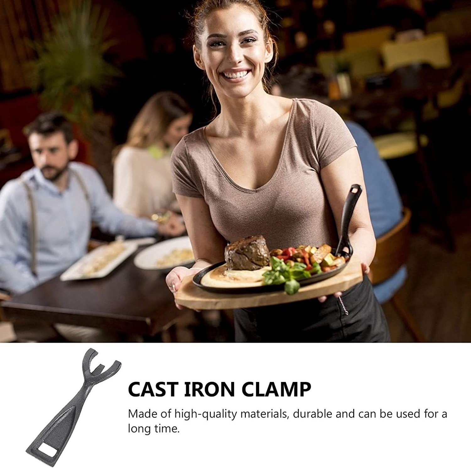 Happiness Cast Iron Cast Iron Fajita Sizzling Skillet Korean Steak Plate