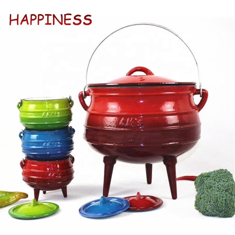 Low MOQ Wholesale Cast Iron Enamel Potjie Pot with Three Legs Cauldron