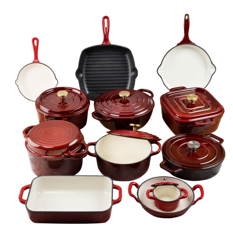 13 Pieces Cast Iron Kitchen Cooking Pans and  Pots Set Non Stick Cookware Sets With Lid