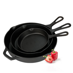 10/12 inch Pre-seasoned Cast Iron Skillet Frying Pan cast iron cookware set for out door BBQ