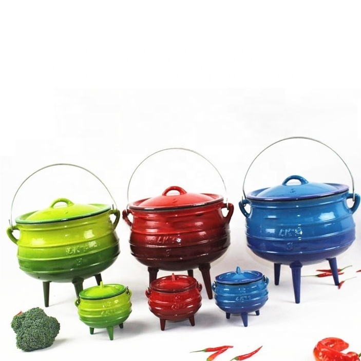 Low MOQ Wholesale Cast Iron Enamel Potjie Pot with Three Legs Cauldron