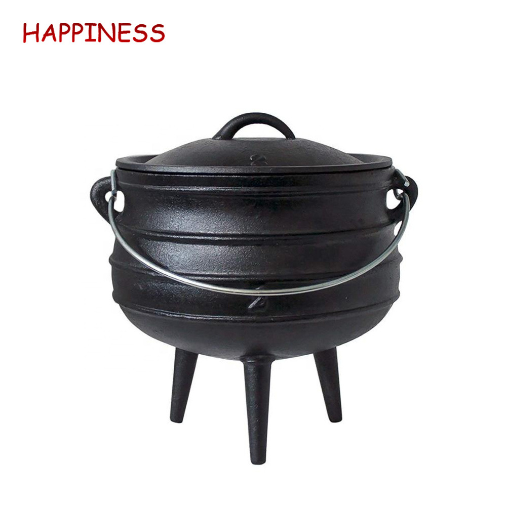 Pre-seasoned Oil Traditional African Cooking Cast Iron Large Potjie Pot for Camping