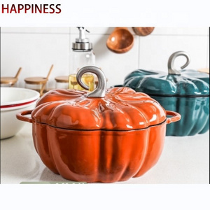 Pumpkin Enamel Cast Iron 25Cm Cookware Sets Mini Dutch Oven Belly Pot Set Enameled Stew Pot Soup Pot