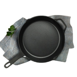 High quality pre-seasoned cast iron frying pan for out door cooking BBQ