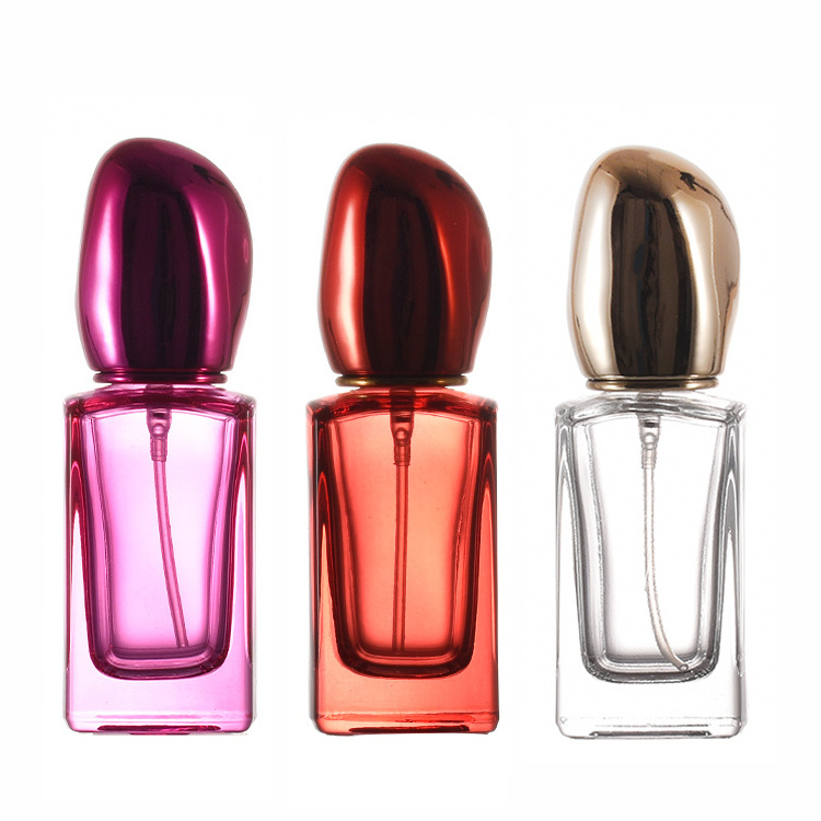 New style 30ml empty travel size perfume bottle rectangle luxury small perfume spray bottles with electroplated cover