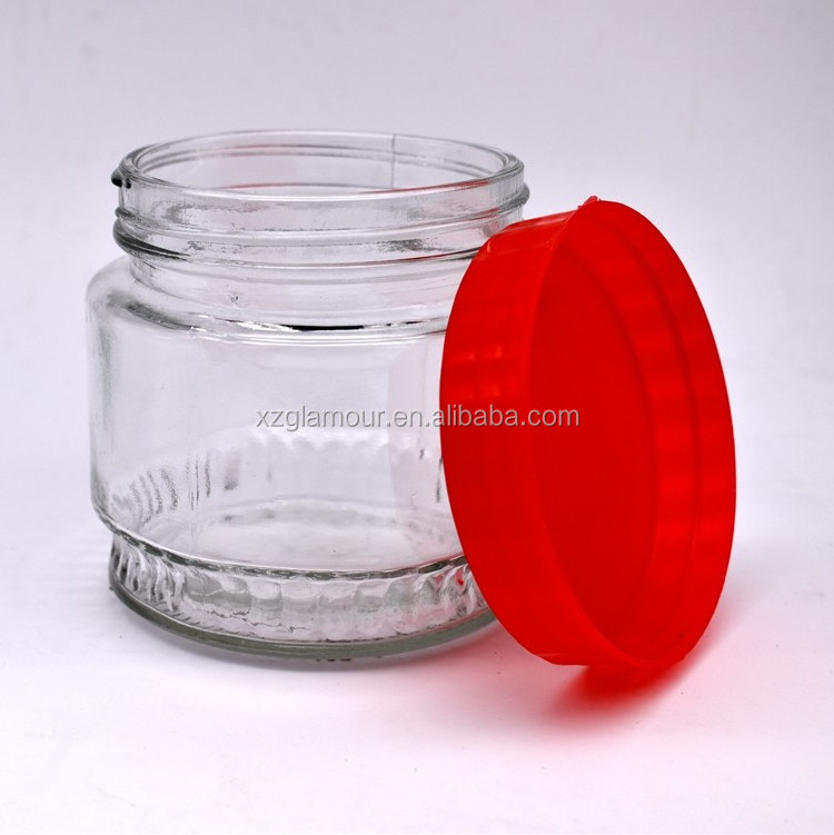 500ml 17oz glass canister with plastic lid, glass candy jar with lid