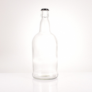 Airtight 33oz flip swing top bottle juice milk water Liquor glass bottle 1 Liter with metal crown cap