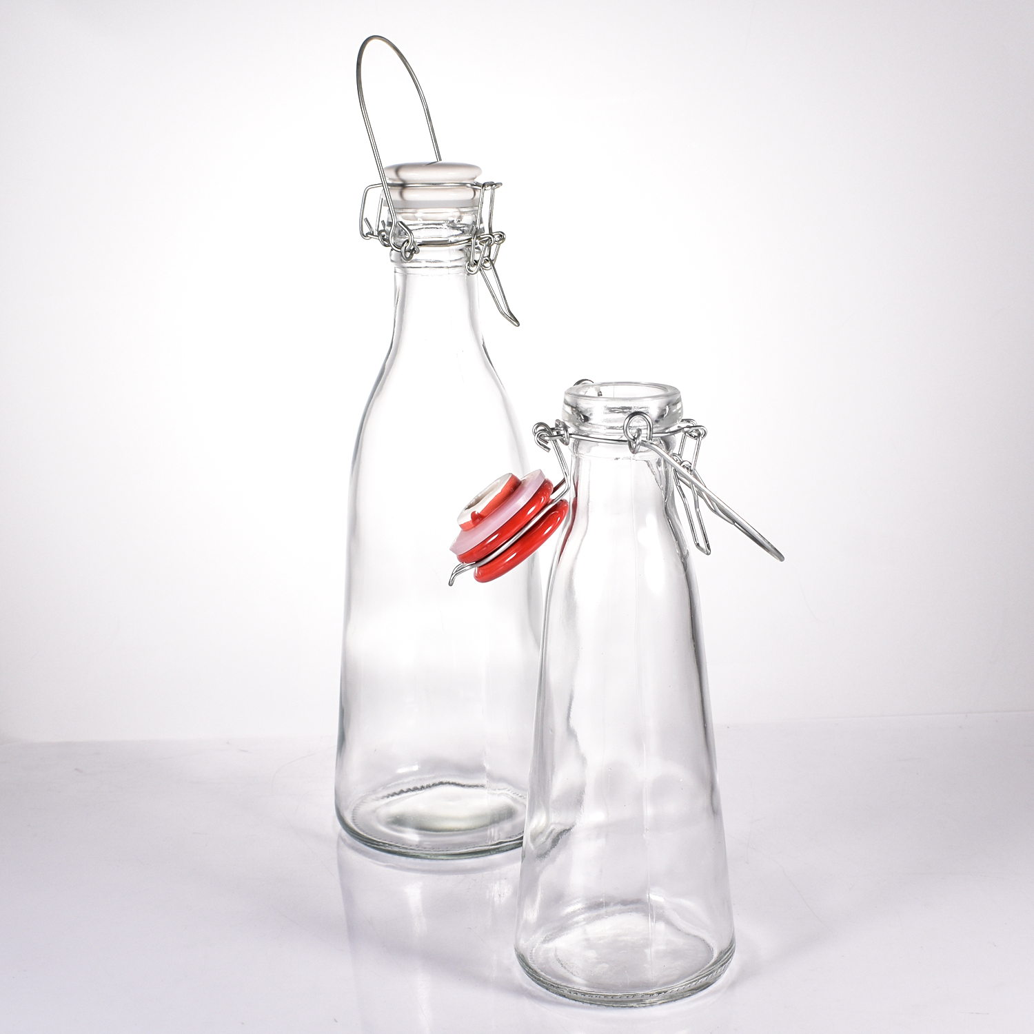 500ML Flip top Kombucha Beer Brewing Glass Bottles 16 oz with Ceramic Airtight Caps Zinc-plated Swing wire and handle