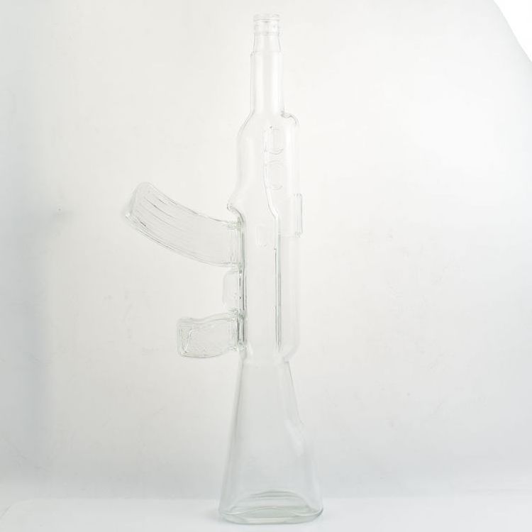 AK 47 750ml gun shape tequila wine glass bottle with stopper