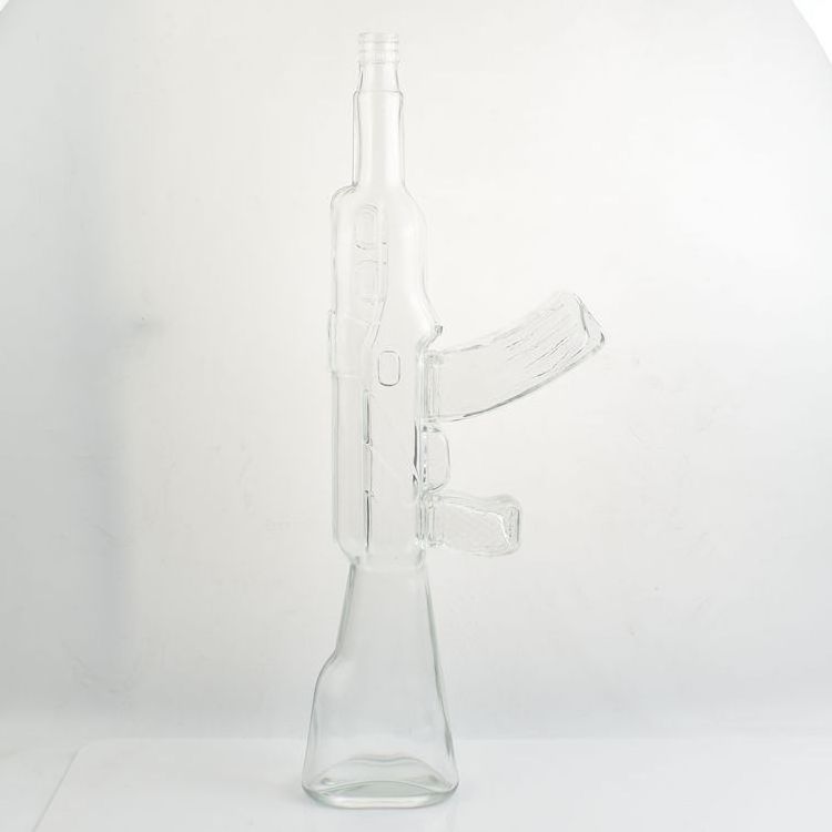 AK 47 750ml gun shape tequila wine glass bottle with stopper