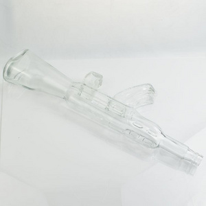 AK 47 gun shaped glass liquor wine bottle glass vodka bottle with stopper