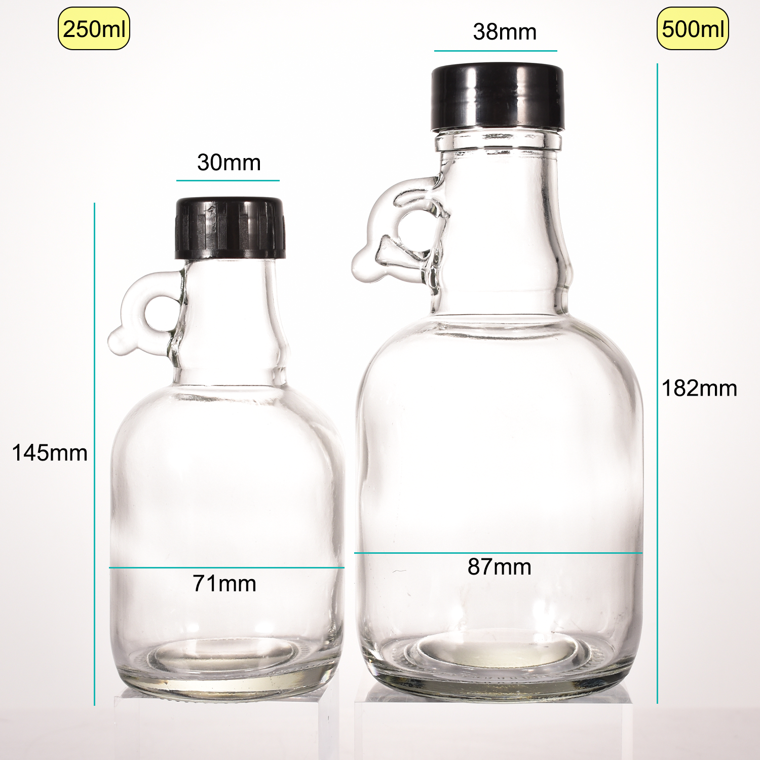 Wholesale Crystal 8oz Glass Moonshine Liquor Bottle Jug With 30mm Finish For Beer Wine Olive Oil