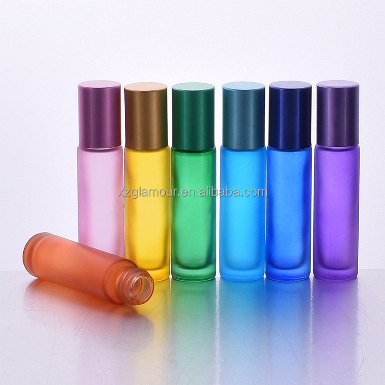 Wholesale 5ml 10 ml Rainbow Color Glass Roller On Perfume Bottle for Essential Oils Perfume