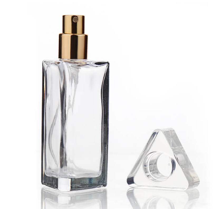 Wholesale 30ml 50ml Triangle Shaped Glass Perfume Bottles refillable perfume atomizer bottle