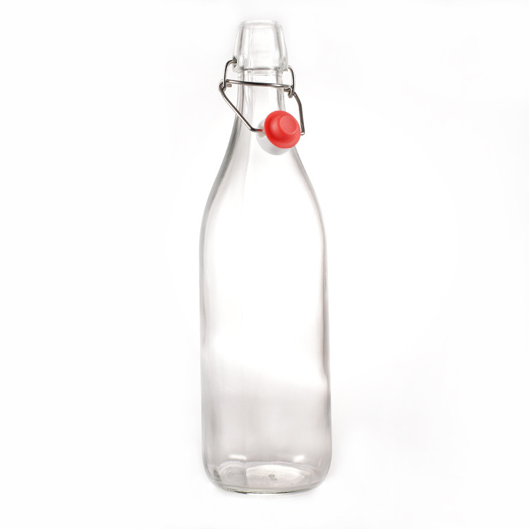 Empty 1000ml swing top home brewing kombucha glass bottle transparent botella para kombucha 1 litro swing top