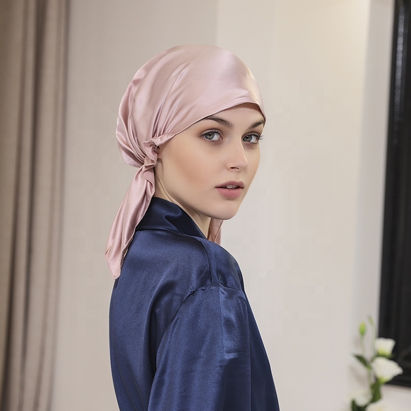 Wholesale Plain Shower Cap Sleeping Silk Hair Hat Bonnet Cancer Chemo Cap