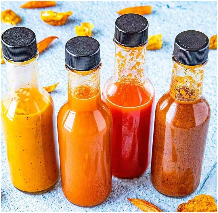 Empty 5oz 8oz 90ml 150ml 250ml Hot Sauce Chilli Glass Bottle For Salad Dressing Tomato Sauce Ketchup Bottle With Lids