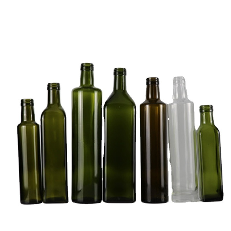 Kitchenware Food Grade Empty Square Marasca 1 Liter Glass Olive Oil Bottles