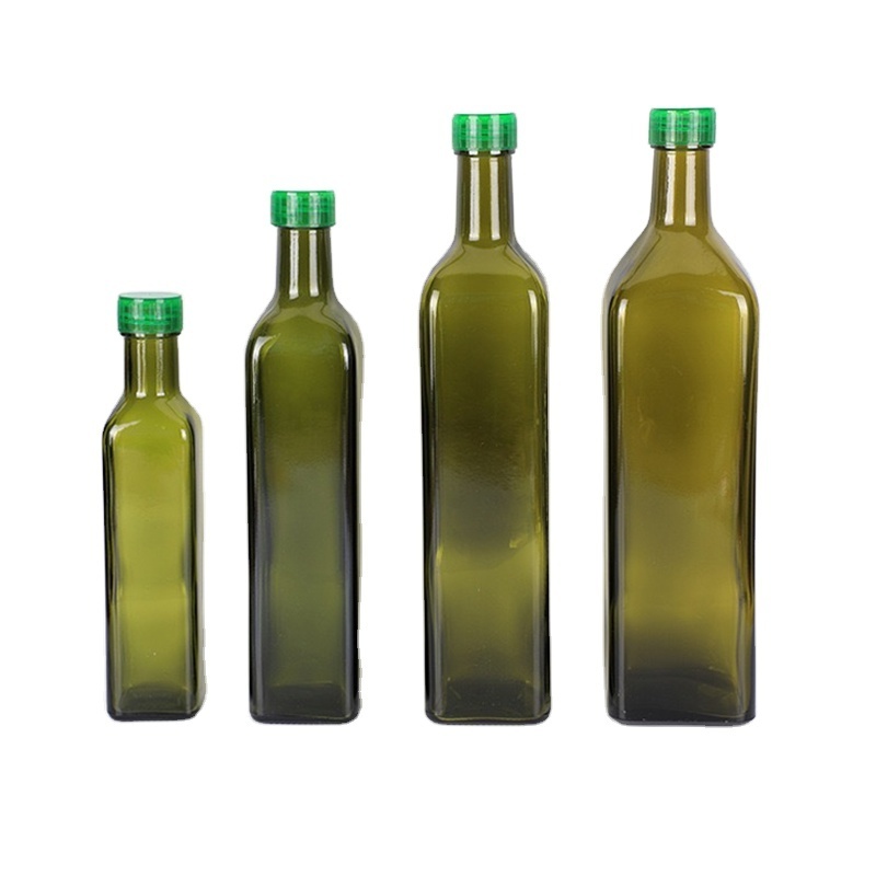 Kitchenware Food Grade Empty Square Marasca 1 Liter Glass Olive Oil Bottles