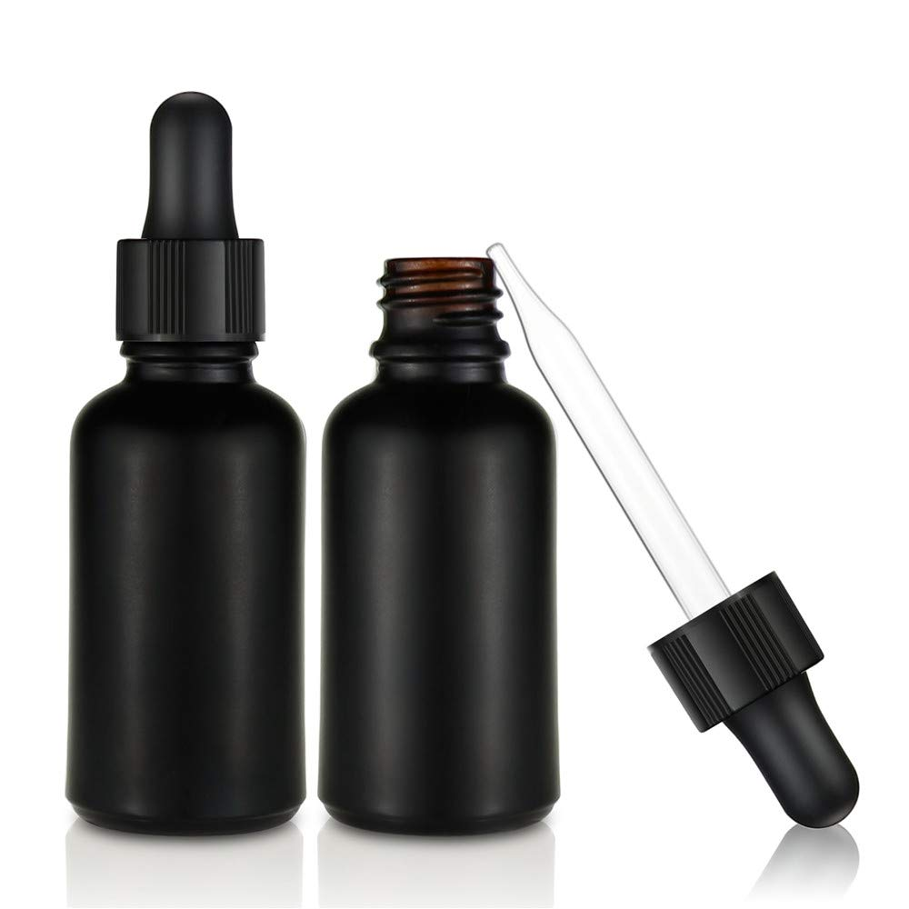 30ml Frosted Black Glass Dropper Bottles 1oz Beard Oil Dropper Bottle Flask Cosmetic Perfume Packing PUMP Sprayer Clear Guangyao