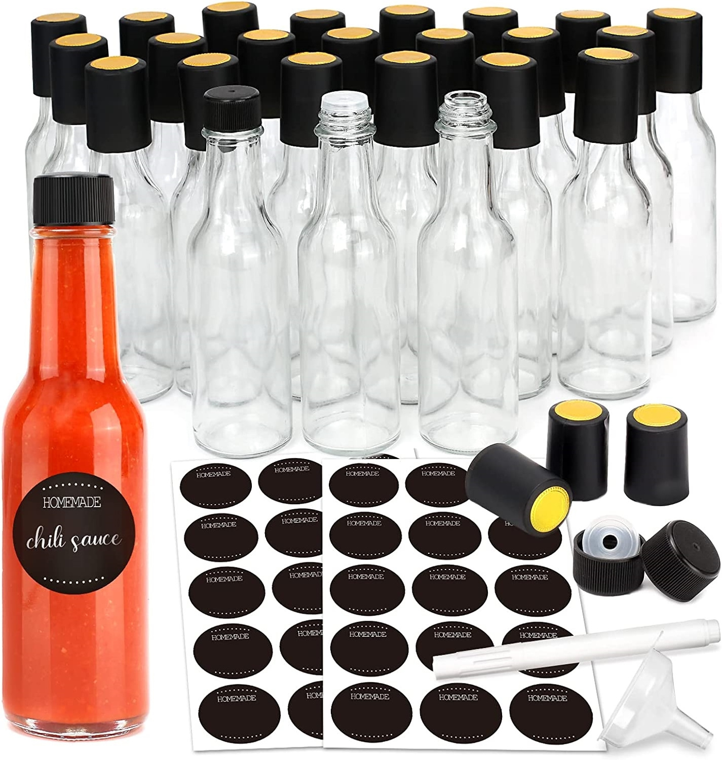 Empty 5oz 8oz 90ml 150ml 250ml Hot Sauce Chilli Glass Bottle For Salad Dressing Tomato Sauce Ketchup Bottle With Lids