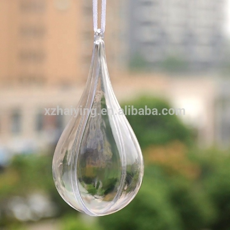 New Clear Fillables Plastic Teardrop Shaped DIY Crafts Ornaments Christmas tree plastic ball ornaments