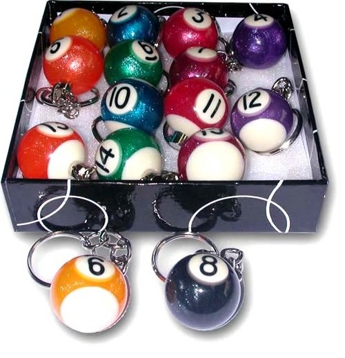 Keychain ball toy 25 mm Diameter Billiard Pool Ball Key Chain 1 Set/16 Balls decoration keyring