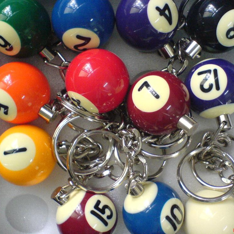 Keychain ball toy 25 mm Diameter Billiard Pool Ball Key Chain 1 Set/16 Balls decoration keyring