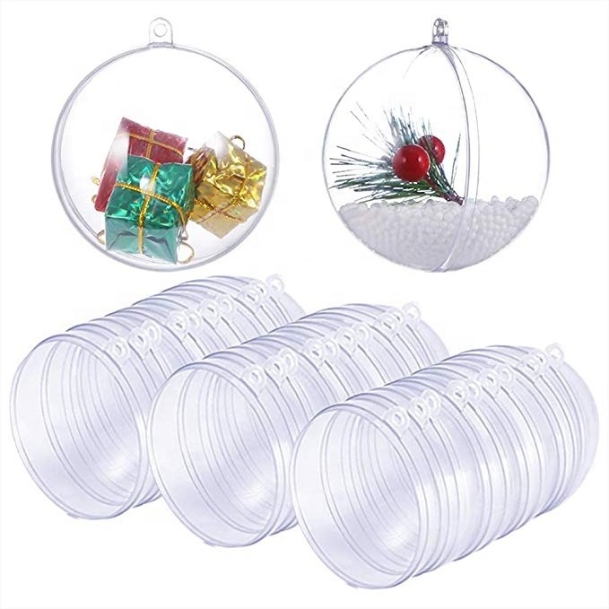 Fillables Ball Ornament Baubles Creative Christmas Tree Decoration Ball Ornaments Transparent for Crafts Clear Plastic Opp Bag