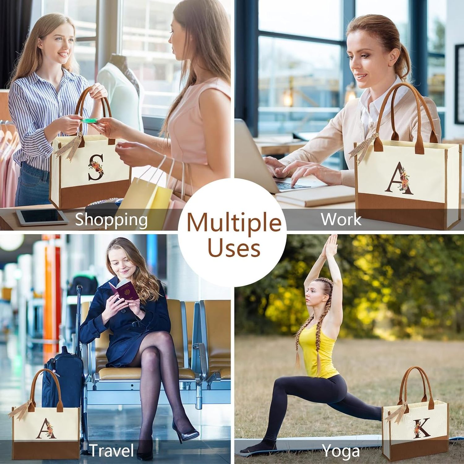 Custom Logo Women Handbag Canvas Tote Bag For Shopping Work Beach