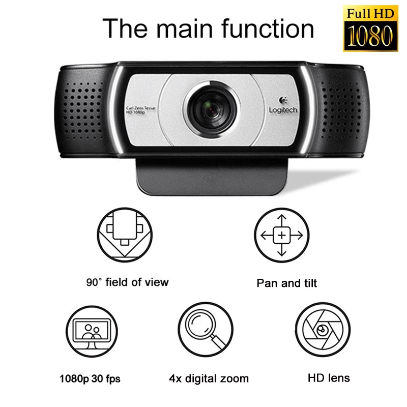 Logitech C930c HD Smart 1080P Webcam with Cover for Computer USB Video camera 4 Time Digital Zoom Webcam