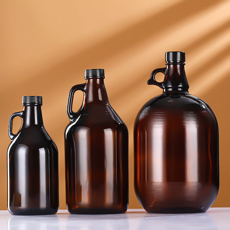 Wholesale Empty Amber Round Swing Top Glass Bottle 1 Litre 2l Home Brewing Beer Glass Growler Jug