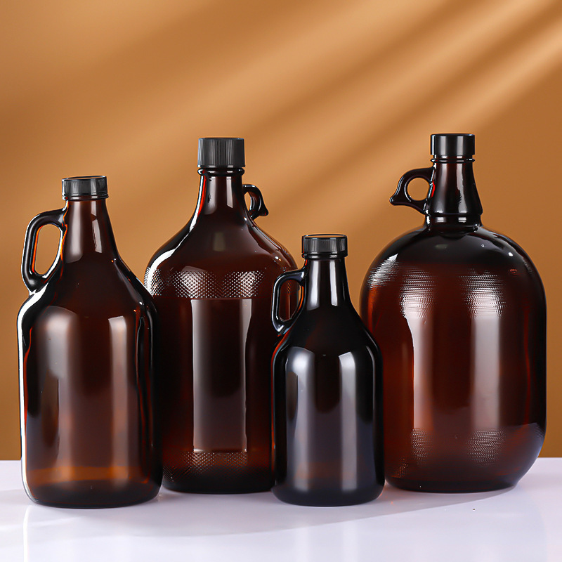 Wholesale Empty Amber Round Swing Top Glass Bottle 1 Litre 2l Home Brewing Beer Glass Growler Jug