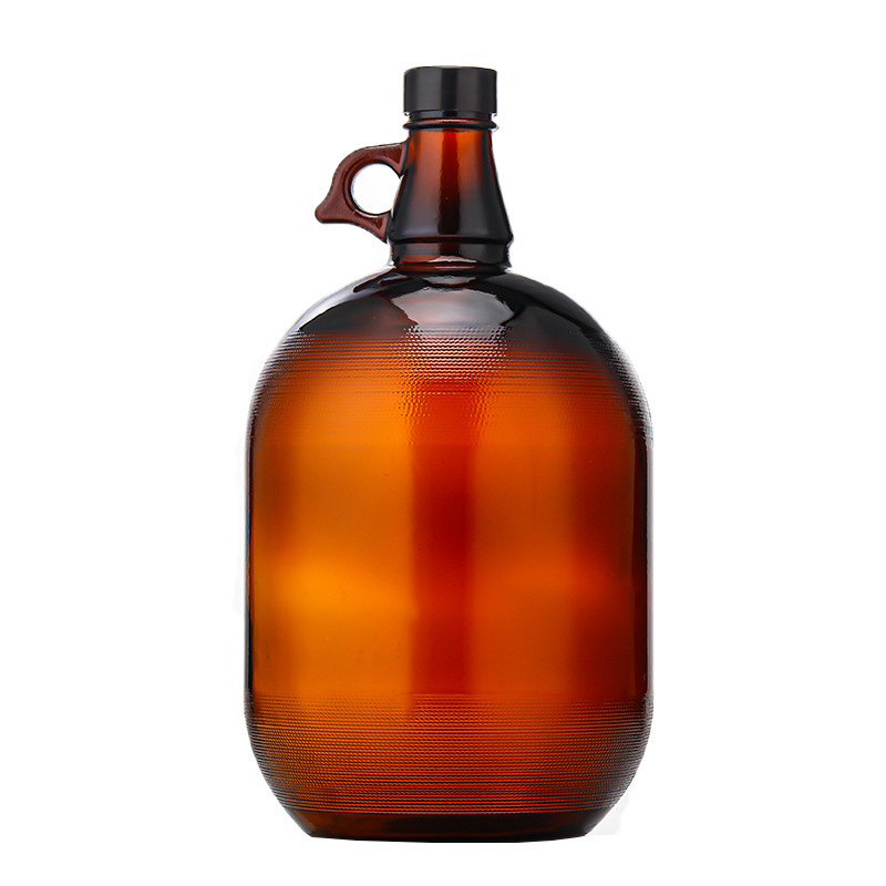 1L 2L 2.5l 4L 1gallon half gallon  Amber Beer Glass Growler Bottle With Poly Seal Caps