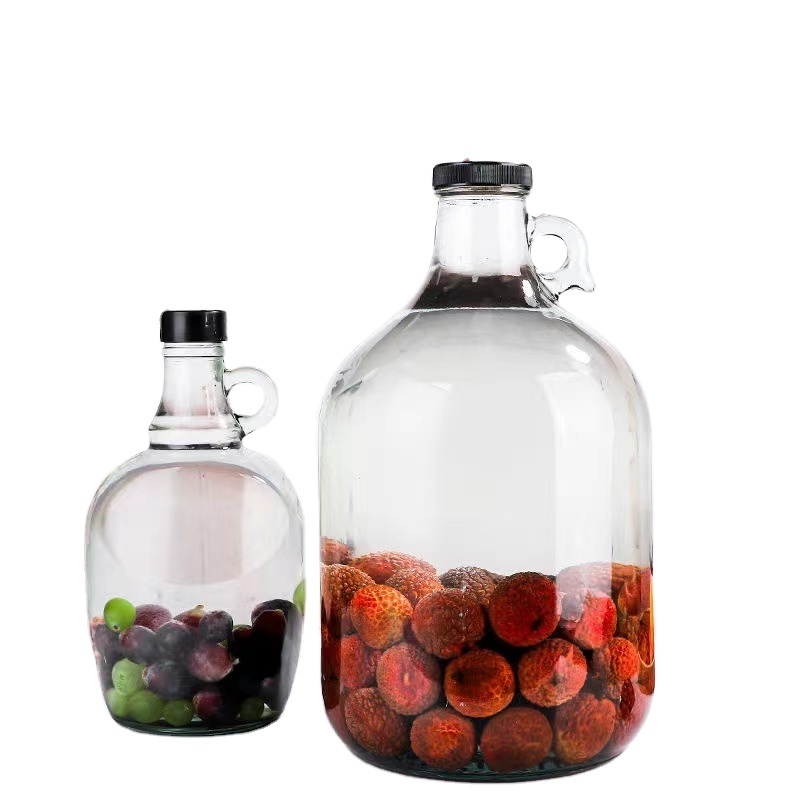 500ml 1L 1.5L 2L 3L 4L 5L   Glass Gallon Jugs with Handle and Black Plastic Lids for water  Kombucha Home Brew Soda