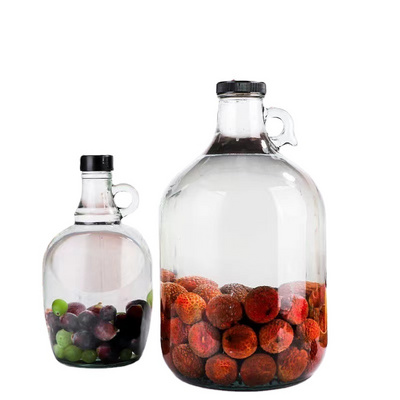 500ml 1L 1.5L 2L 3L 4L 5L   Glass Gallon Jugs with Handle and Black Plastic Lids for water  Kombucha Home Brew Soda