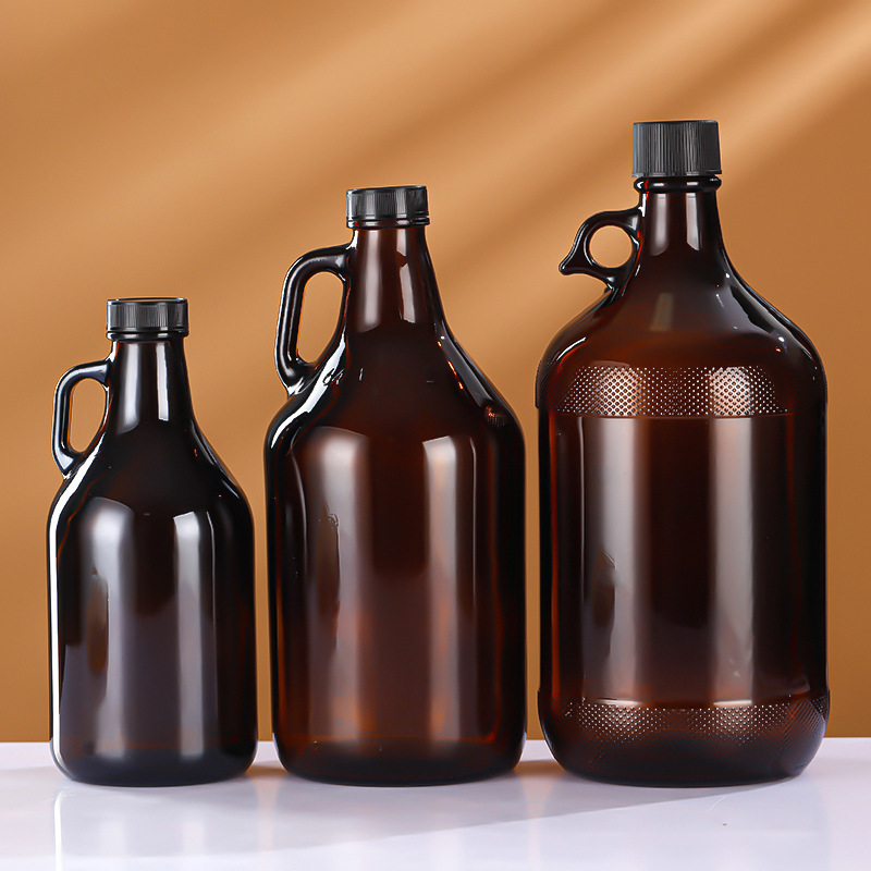 Amber Moonshine Glass Jug With Handle