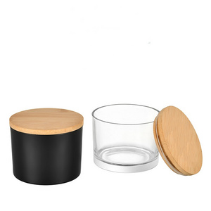 Wide mouth 17.5 OZ Glass Candle Jars for Making Candles with Bamboo lids height 80mm diameter 110mm