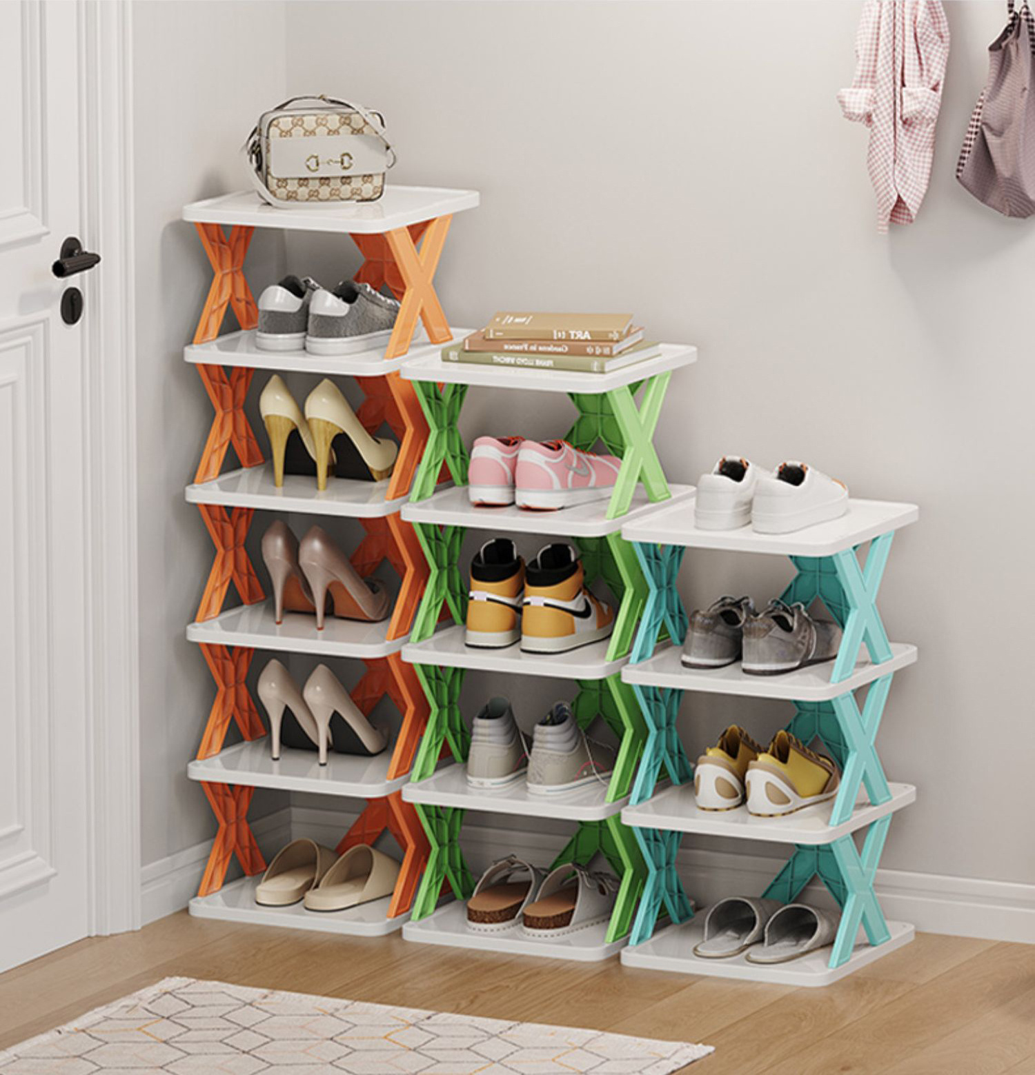 Multi-Layer Small Shoe Cabinet for Home New Indoor Living Room Furniture Narrow Space-Saving Shelf Door Shoe StorageArtifact